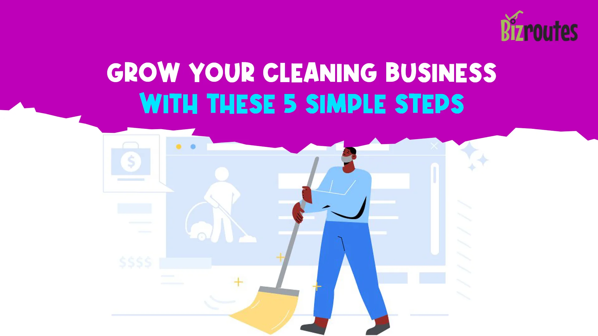 man sweeping for his cleaning business